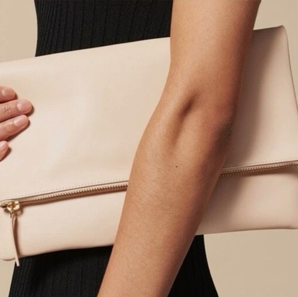 New Everlane Nude Fold Over Clutch - Picture 4 of 11